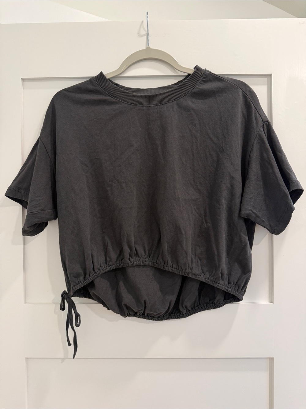 Pilcro Charcoal Cropped Drawstring Tee